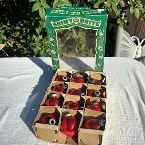 Vtg Shiny Brite Glass Christmas Tree Ornaments 12 USA made.